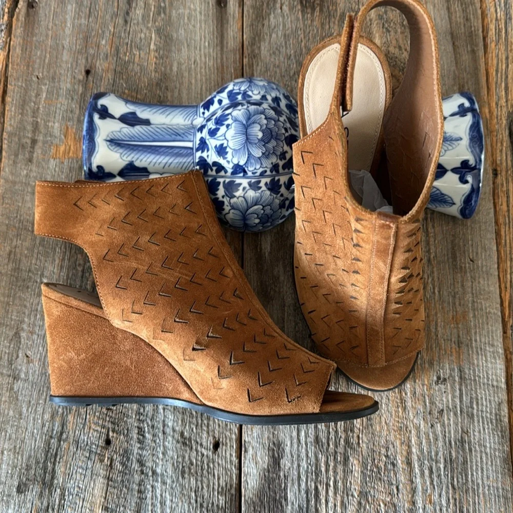 Via Spiga Leatrice Suede Wedge Sandals Size 7.5M - Picture 3 of 12